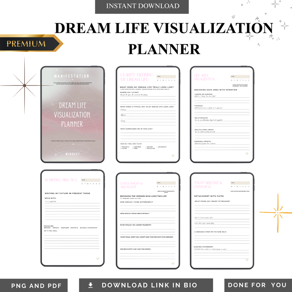 2026 Dream Life Visualization Planner | PDF PNG | Manifestation Roadmap | Future Self Audit System | Life Architecture Kit | Intentional Living | Digital Download Bundle