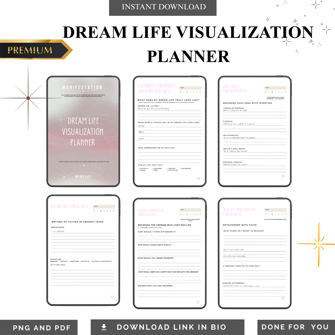 2026 Dream Life Visualization Planner | PDF PNG | Manifestation Roadmap | Future Self Audit System | Life Architecture Kit | Intentional Living | Digital Download Bundle