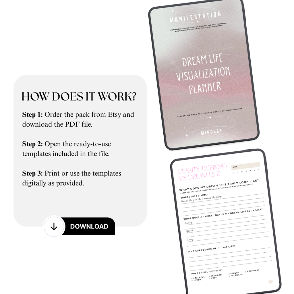 2026 Dream Life Visualization Planner | PDF PNG | Manifestation Roadmap | Future Self Audit System | Life Architecture Kit | Intentional Living | Digital Download Bundle