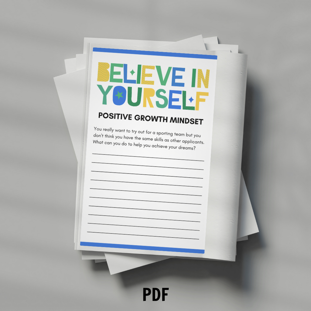 Growth Mindset Worksheet PDF PNG | Fixed vs Growth Mindset | The Power of Yet | Resilience Activity | Therapy Office Tool | Classroom Print | Instant Download
