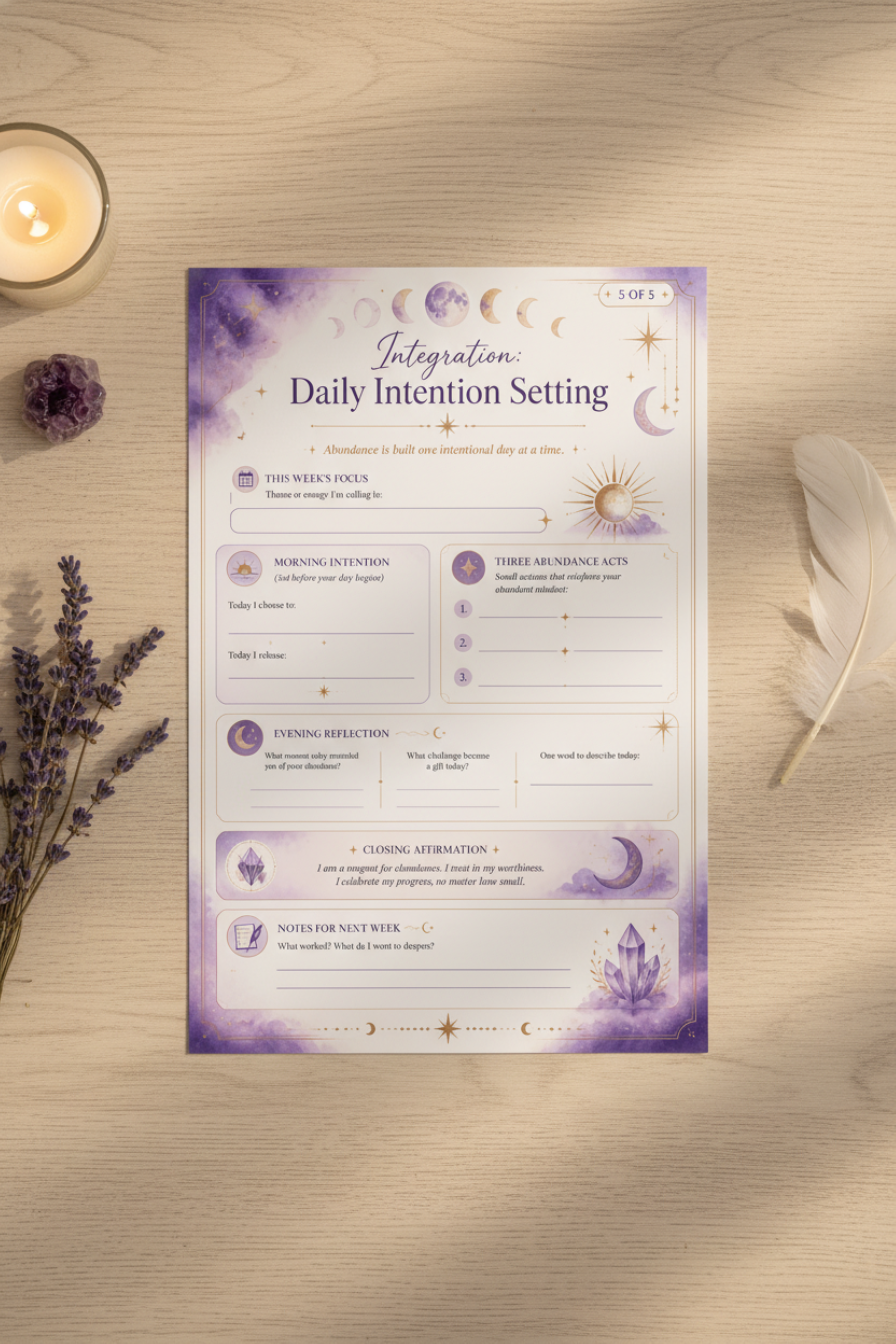 Abundant Soul Affirmations Journal Printable, Gratitude Journal Workbook, Abundance Mindset Planner, Self Care Journal, Digital Download