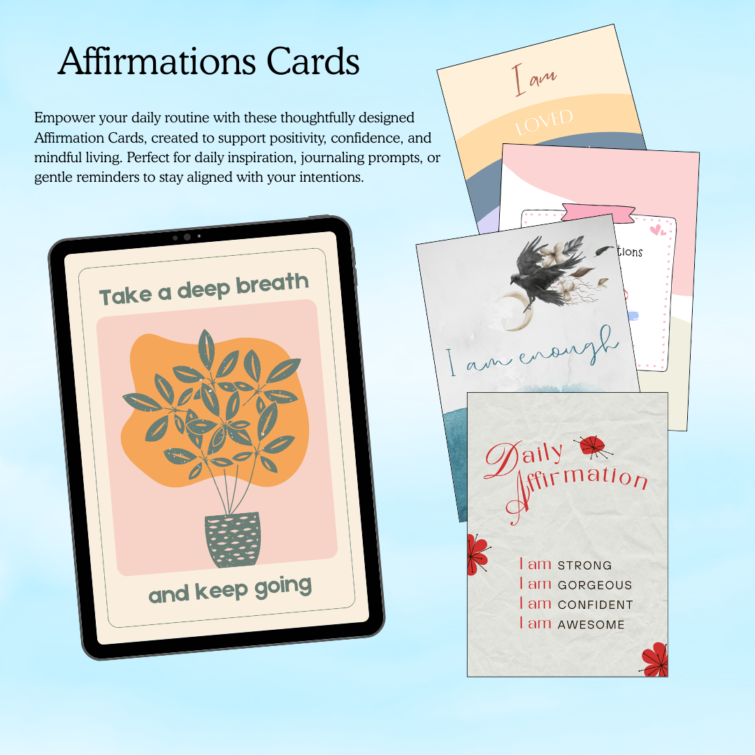 DIY Affirmation Card Templates PDF PNG | Blank Quote Cards | Write Your Own Message | Vision Board Cutouts | Printable Flashcards | Notes | Instant Download