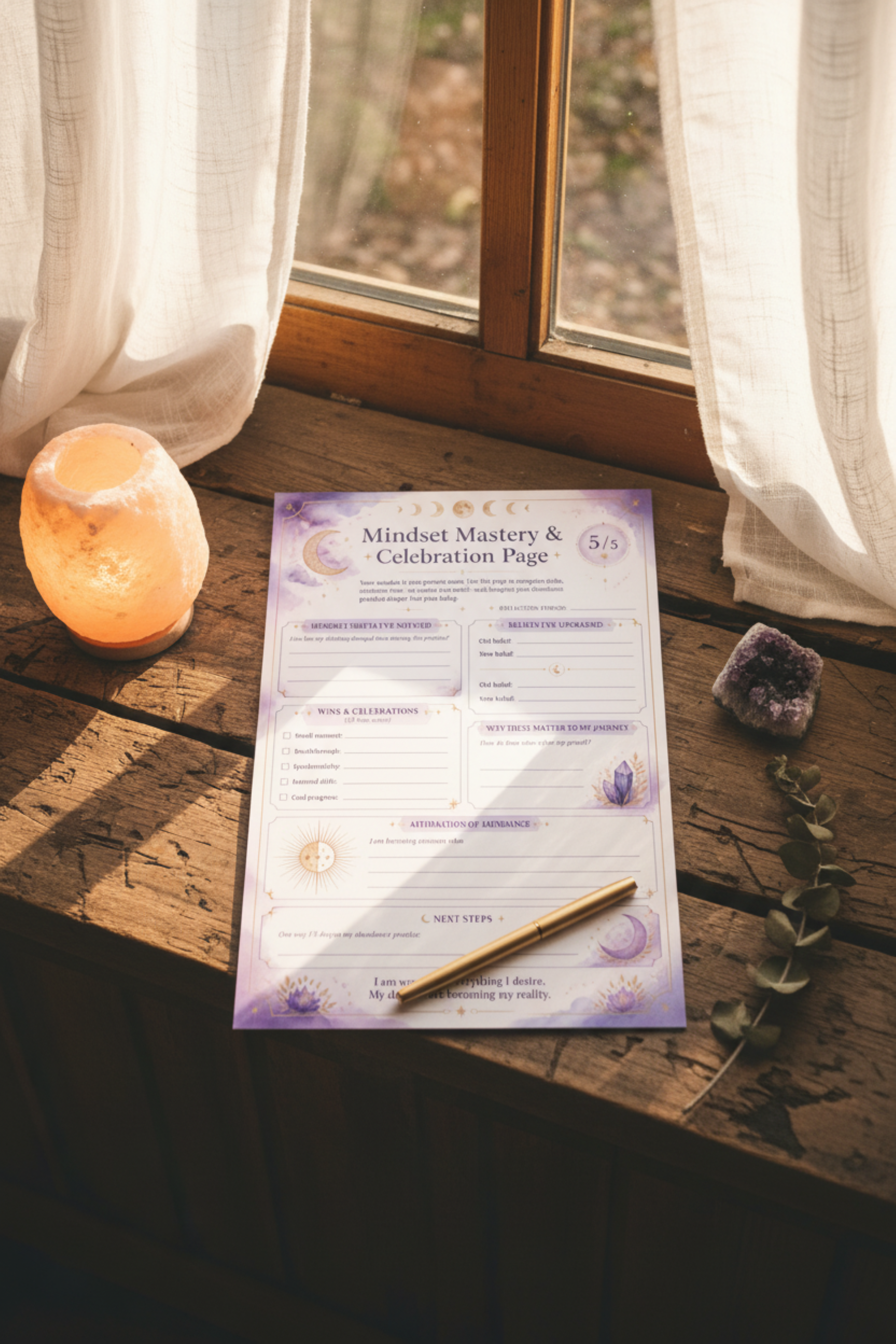 Abundance Dashboard Printable, Gratitude and Goal Tracking Journal, Personal Growth Workbook, Digital Download