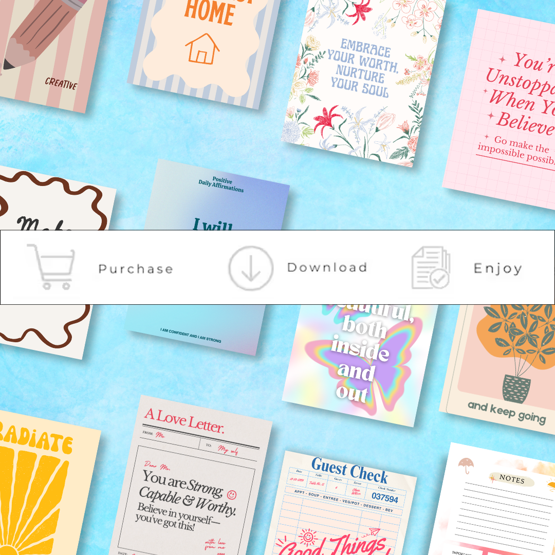 DIY Affirmation Card Templates PDF PNG | Blank Quote Cards | Write Your Own Message | Vision Board Cutouts | Printable Flashcards | Notes | Instant Download