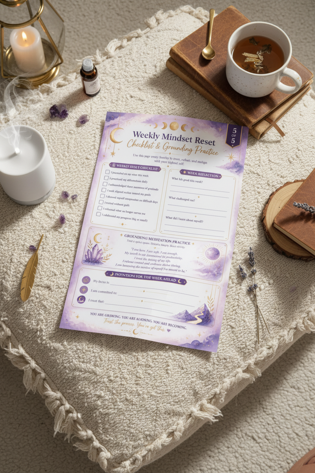 Mindset Mastery Toolkit Printable, Affirmations Journal, Gratitude and Vision Board Planner, Personal Growth Workbook