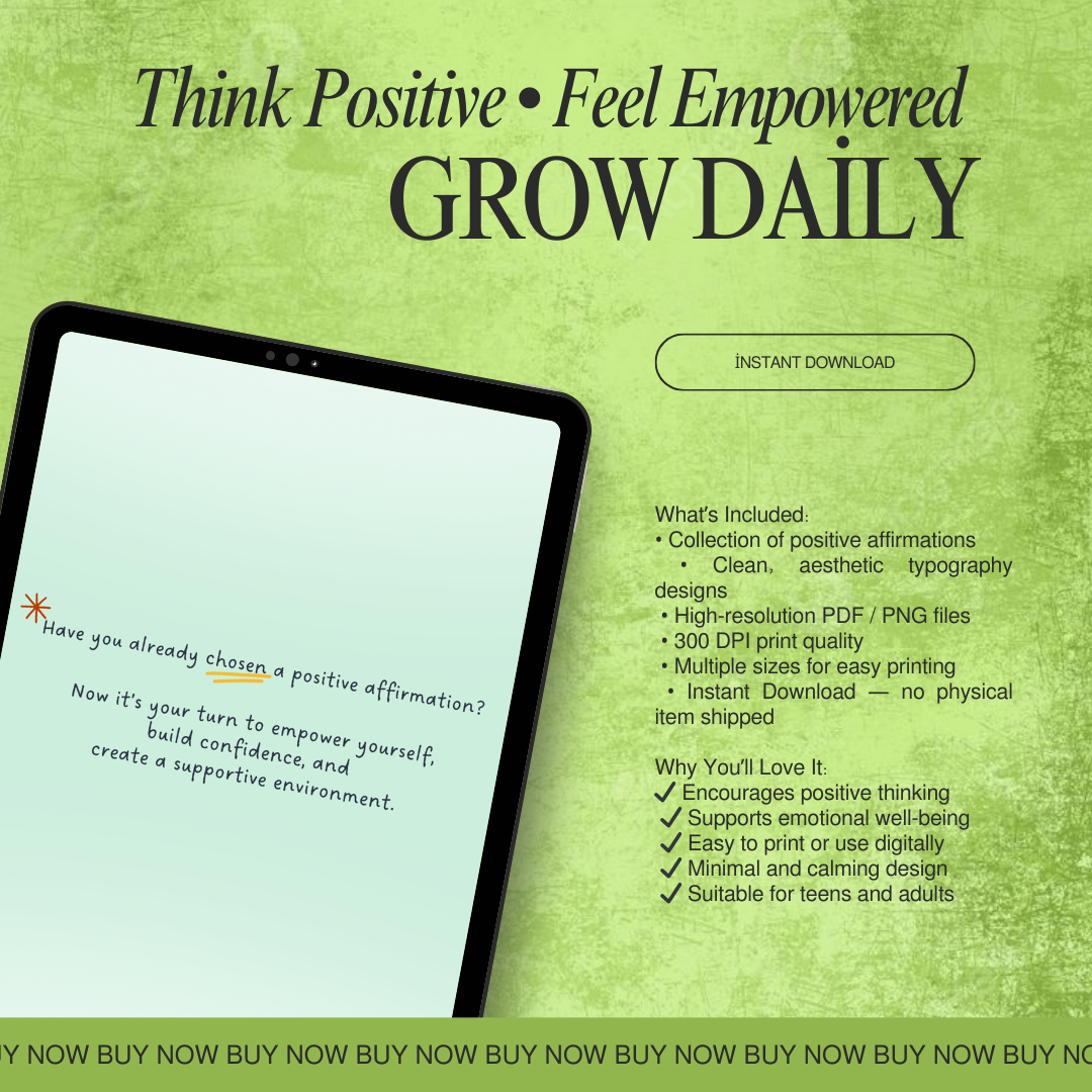 15 Positive Affirmation Cards PDF PNG | Daily Self Love Quotes | Confidence Booster Deck | Vision Board Printable | Mental Health Gift | Instant Download