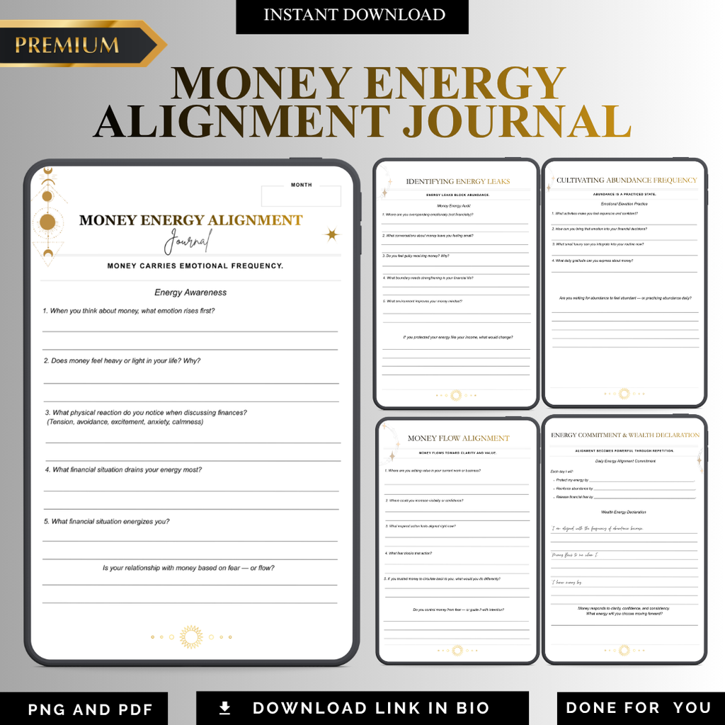 Elite Money Energy Alignment Journal PDF PNG 2026 Wealth Manifestation Success Map Financial Abundance Goal Tool Mindset Strategy Organizer