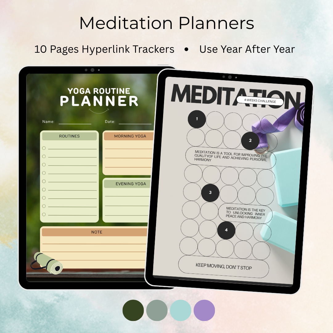 Meditation Practice Planner PDF PNG | Mindfulness Log | Yoga Nidra Journal | Breathwork Tracker | Spiritual Diary | Zen Habit Builder | Instant Download