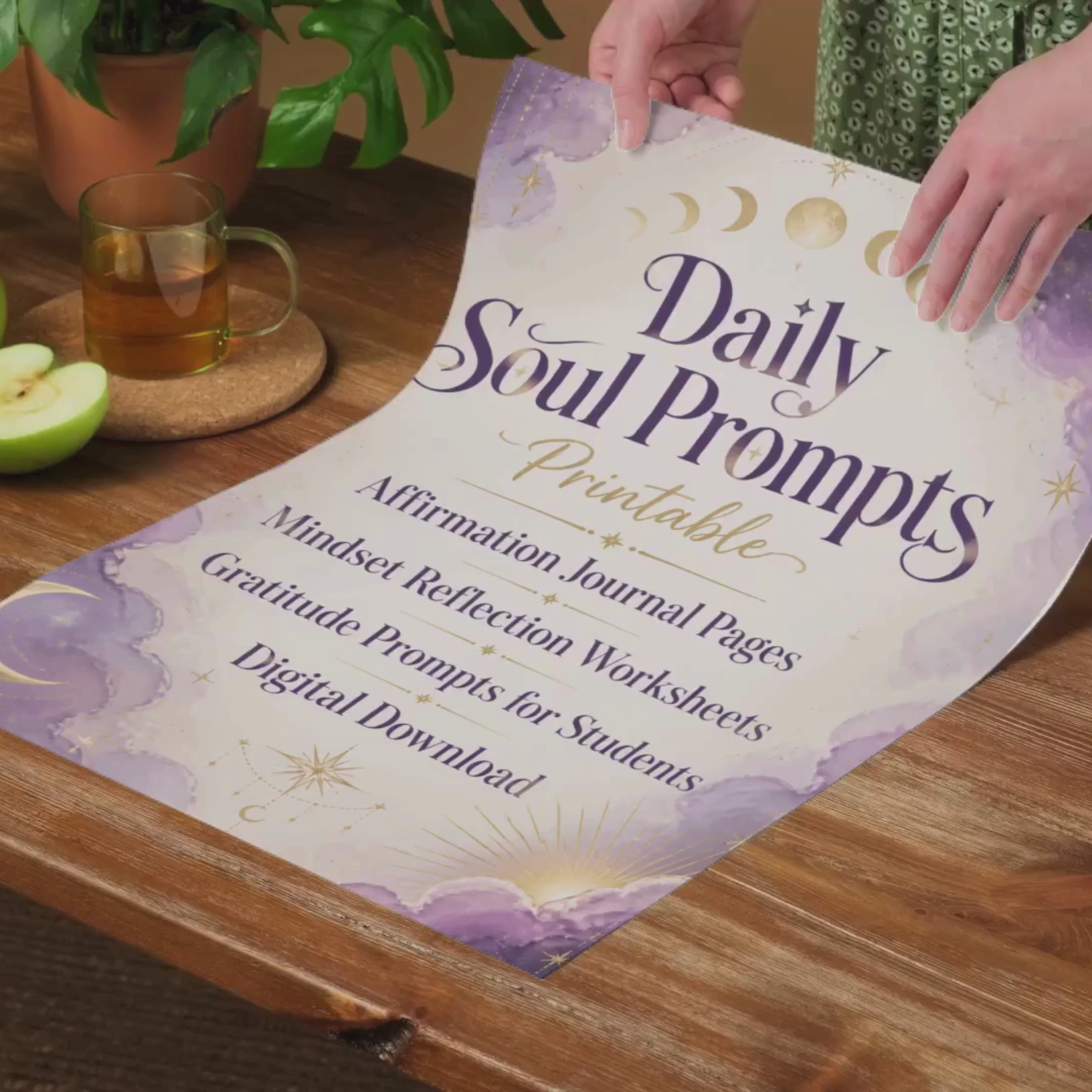 Daily Soul Prompts Printable | Gratitude Journal Pages | Mindset Reflection Worksheets | Affirmation Journal | Self Care Prompts | Wellness Journal | Digital Download