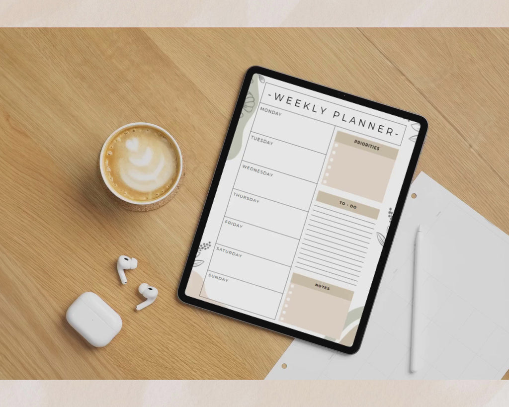 5 Printable Weekly Planner Bundle PDF PNG | Vertical & Horizontal Layouts | Time Blocking Template | To Do List Agenda | Desk Schedule | Instant Download
